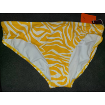 Freely Bikini Bottom Women&#39;s XL Yellow Basic Hipster Zebra Print Swimwear  (AH) - £11.06 GBP