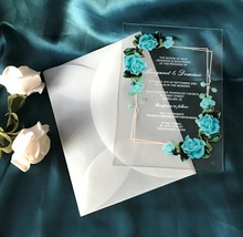 10pieces Acrylic Wedding Invitaiton,Custom Transparent Quinceanera Invitation - £25.98 GBP