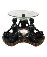 Chakra Zones Black Yoga Avatars Meditating On Lotus Candle Heat Oil Burn... - $602.14 MXN
