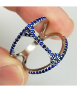 sterling silver blue sapphire ring ladies SIZE 9 estate sale BEAUTIFUL! - $34.99