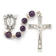 Rosary, Amethyst, Genuine Round Stone, February Birthstone - £35.93 GBP