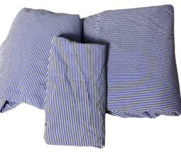 Ralph Lauren Shirting Stripe King Sheet Set Blue & White Ticking 100% Cotton Vtg - $373.64