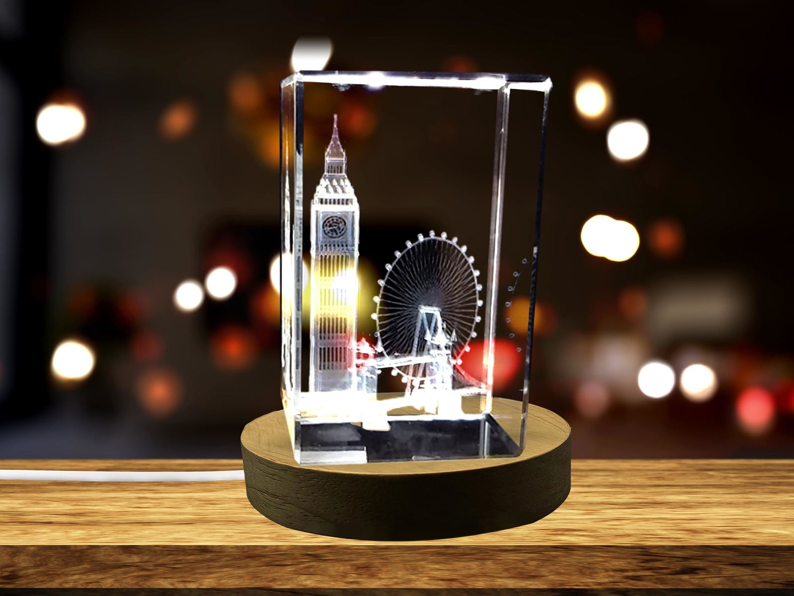 LED Base included | London Landmarks 3D Engraved Crystal Collectible Souvenir