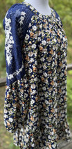 Entro Floral Boho Dress Navy Lace See Through Bell Sleeves Medium New Cottage - £14.45 GBP