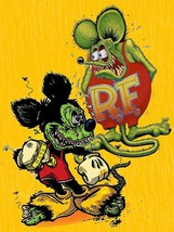 Frienemies Love Hate Relationship Rat Fink &amp; Mickey Big Daddy Ed Roth Metal Sign - £28.89 GBP