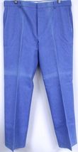 1970s Vintage Men’s Blue Denim Slacks Straight Leg Gold Stitching 38x34 - $43.51