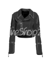 Philip Plein Custom Made Full Black Spike Studded Unique Biker Leather J... - $299.99