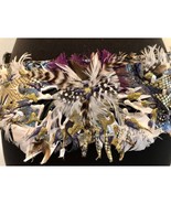 It&#39;s a Jungle Vintage Belt Gator Leather Feathers Black Silver Gold Elep... - $135.40 CAD