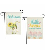 ~  2 PK Ice Cream &amp; Gnome /Sunflower ~ Burlap ~2 designs~ Yard Flag 12&quot; ... - $12.00