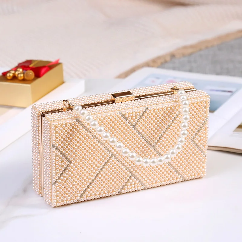 Rhinestones Wedding   Chain Handbags With Beading Handle Purse Flap Women Evenin - $98.99