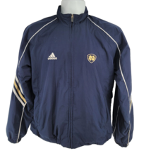 Adidas Women&#39;Sz L Notre Dame Team Windbreaker Navy Jacket Zip Pockets Lined - £19.43 GBP