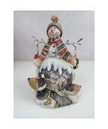 Vintage LRI Holiday Snowman With Geese Christmas Figurine Decoration - $368.50 MXN