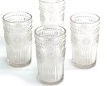 Four (4) Pioneer Woman ~ ADELINE ~ CLEAR ~ 16 Oz ~ Embossed Glass Tumblers - €51,35 EUR
