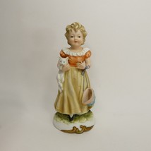 Lefton Little Friends figurine KW3503 girl with cat 5.75 inches Mint AIDKU - £7.96 GBP