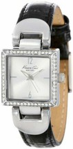 NEW Kenneth Cole New York KCW2016 Womens Square Rhinestone Bezel Leather Watch - £50.58 GBP