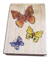 Stampcraft Fluttering Butterfly Trio Wood Mounted Rubber Stamp 440H19 - $5.93