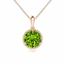 Authenticity Guarantee 
ANGARA Rope-Framed Claw-Set Peridot Solitaire Pendant... - £636.24 GBP