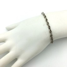 ESTATE sterling silver chain bracelet - 925 loose twisted rope vintage 8... - $20.00