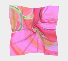 50 Inch Square Scarf Head Wrap or Tie | Silky Soft Chiffon Material | Pink Abstr - £55.95 GBP