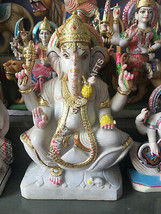 Marble Lord Ganesh Statue Handmade Religious Blessing Gift Temple Decor E1431 - £27,449.05 GBP
