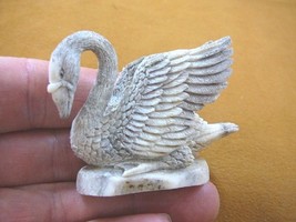 (SWAN-2) little happy gray Swan shed ANTLER figurine Bali detailed carvi... - £55.00 GBP