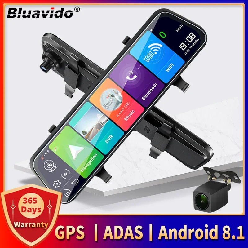 Bluavido 10 Inch 4G ADAS Android Car Mirror DVR GPS Navigation FHD 1080P Video - £136.50 GBP+