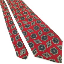 TED LAPIDUS Men&#39;s Silk Neck Tie 57.5&quot; x 4&quot; Maroon Geometric Pattern USA - $13.57