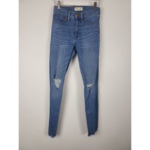 Madewell Jeans 24 Womens 9&quot; High Rise Skinny Leg Distressed Raw Hem Medi... - £21.63 GBP
