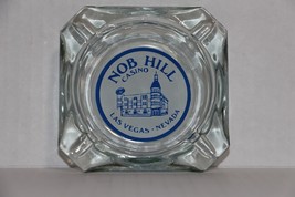 Vintage Nob Hill Casino Ashtray 1980&#39;s Las Vegas Nevada Clear Glass Blue White - £8.63 GBP