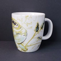 Hallmark Patina Vie White Green Rose Pattern 12 oz. Stoneware Coffee Mug Cup - £12.10 GBP
