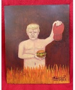 Mexican Master Alfredo Vilchis Donald Trump In Flames Of Purgatory Tin R... - $300.00