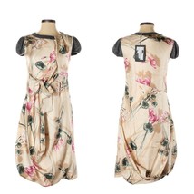 Sportmax Defile Floral Silk Dress With Wool Knit Cap Sleeves US Size 2 - £55.41 GBP