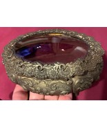 Old Vintage Footed Floral &amp; Cherubs Decorated Jewelry Trinket Box Glass Top - $1,412.48 MXN