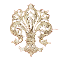 800 Silver Brooch Antique Fleurs des Lis Floral Jewelry Pin - £137.82 GBP