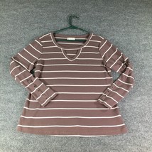 Maurice&#39;s 24/7 Womens Top Size Large Long Sleeve Ribbed Stretch Brown St... - $14.84