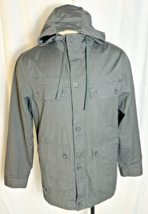 NSS Cargo Jacket Vtg Y2K Gray Cotton Utility Safari Coat Hood Flap Pocke... - $24.75
