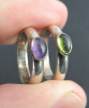 sterling silver ring lot X2 Amethyst Peridot size 5.5 OLD ESTATE SALE - £38.95 GBP