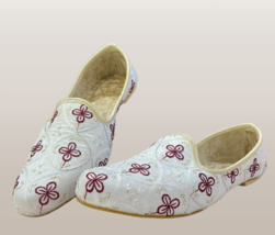 Mens Punjabi Jutti ethnic Mojari Wedding Khussa Shoes US size 7-11 White club - £27.17 GBP