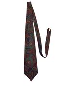 Vintage Carlos Tomasini Paisley Tie Burgundy Teal Madder Print USA Wide ... - $25.20