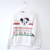 Vintage Walt Disney Mickey Mouse Santa Holiday Christmas Sweatshirt Large - $56.12