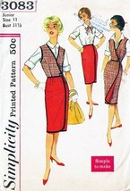 Vintage 1950's Misses' WRAP-SKIRT, Blouse & Weskit Pattern 3083-s Size 11 - $12.00
