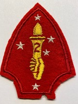 WWII, USMC, 2nd DIVISION, PATCH, EMBROIDERED ON FELT, GAUZE BACKED, YELL... - $9.90