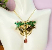 Ebros Colorful Golden Decorated King Dragonfly Alloy Pendant Necklace Je... - $25.99