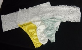 Plus Size Lingerie, Bridal Thong w/Wide Lace Waistband, Blue or White - $8.95