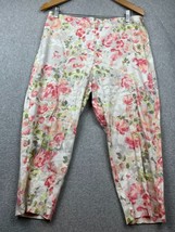 J. Jill Linen Stretch Womens Pants Petties Size M Floral Cropped Summer Casual - $31.88