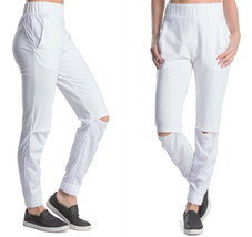 Lime &amp; Vine Weekend Pants Medium 6 8 White Cool Comfy Waist Band Joggers... - $43.66
