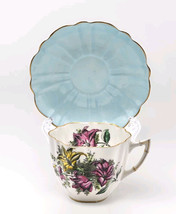 Vintage Victoria C&amp;E Bone China Teacup &amp; Saucer Gold Rimmed/Scalloped England  - £21.67 GBP