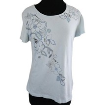 Light Blue Floral Shirt Size Medium - £19.36 GBP