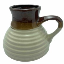 Vintage No Spill Pottery Travel Mug Brown Cream Wide Bottom Non Slip 12oz Taiwan - £10.61 GBP