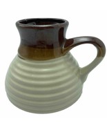 Vintage No Spill Pottery Travel Mug Brown Cream Wide Bottom Non Slip 12o... - £10.61 GBP